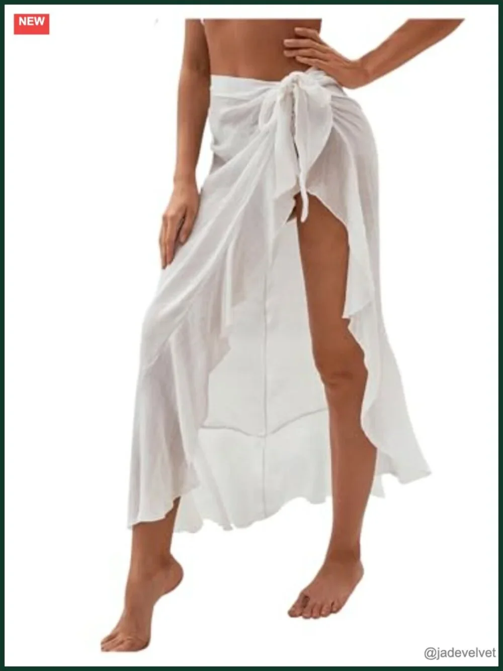 Mesh Sheer Swimsuit Cover Up Ruffle Tie Side Beach Sarong Wrap Long Skirt
